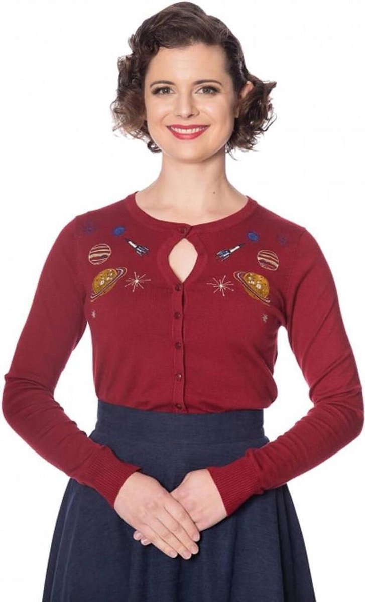 Banned Space Vamp 60's Cardigan Burgundy
