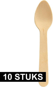 10x Houten wegwerp dessertlepels/koffielepels bestek 10 cm bruiloft/huwelijk - Trouwerij/trouwfeest feestartikelen - Duurzaam - Milieuvriendelijke/milieubewuste keuze