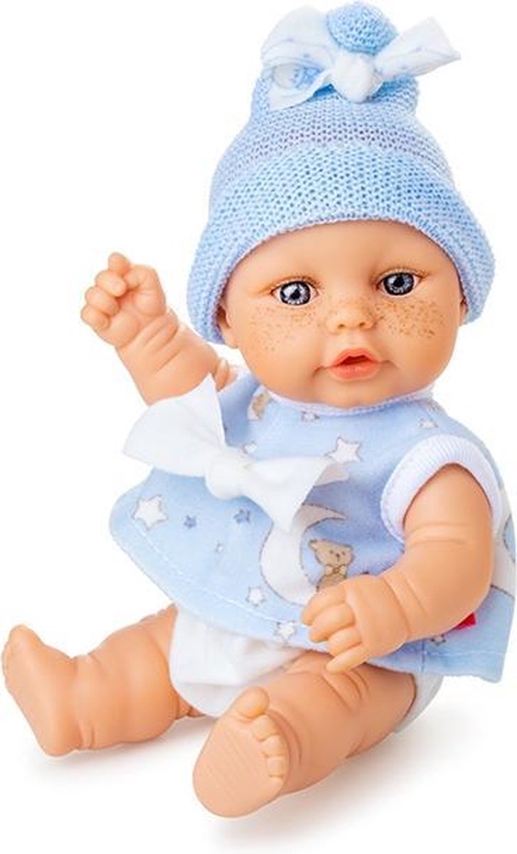 Berjuan Babypop Mini Baby 20 Cm Meisjes Blauw/wit