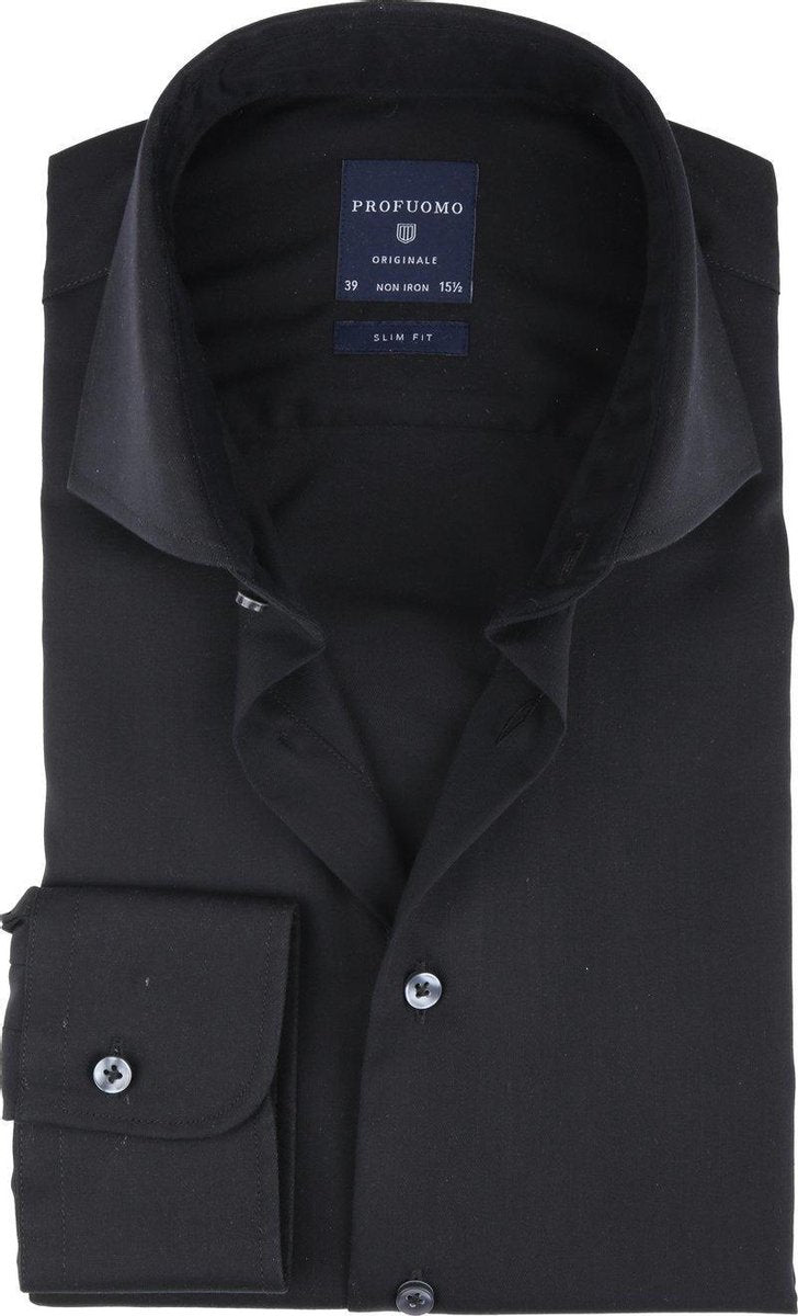 Profuomo Strijkvrij Overhemd Slim Fit Zwart (PP0H0A003)N