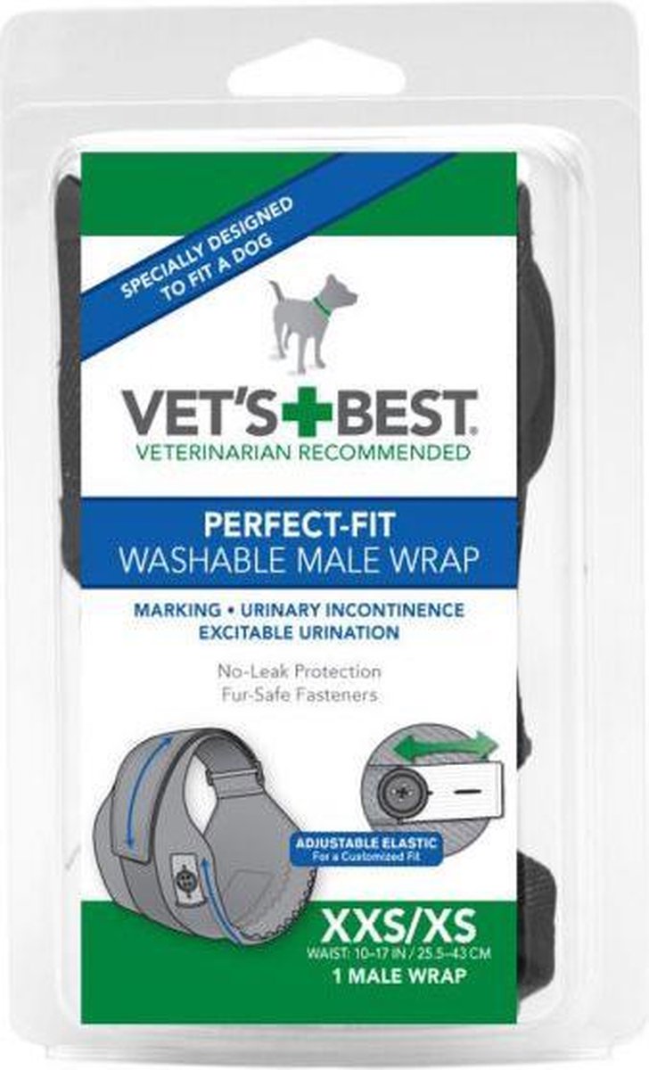 Vets best wasbare plasband reu zwart xxs / xs