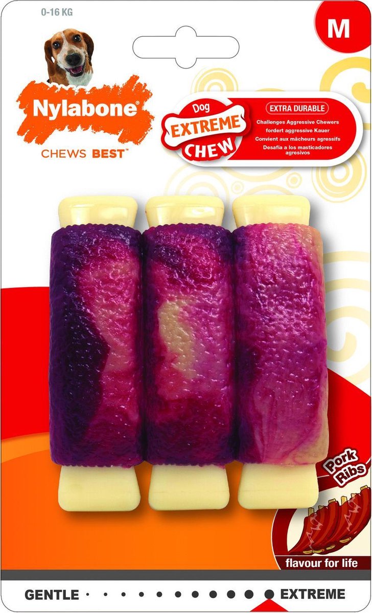 Nylabone Extreme Chew Sparerib - Hondenspeelgoed - Varken 19x11.5x2.7 cm 162 g Medium