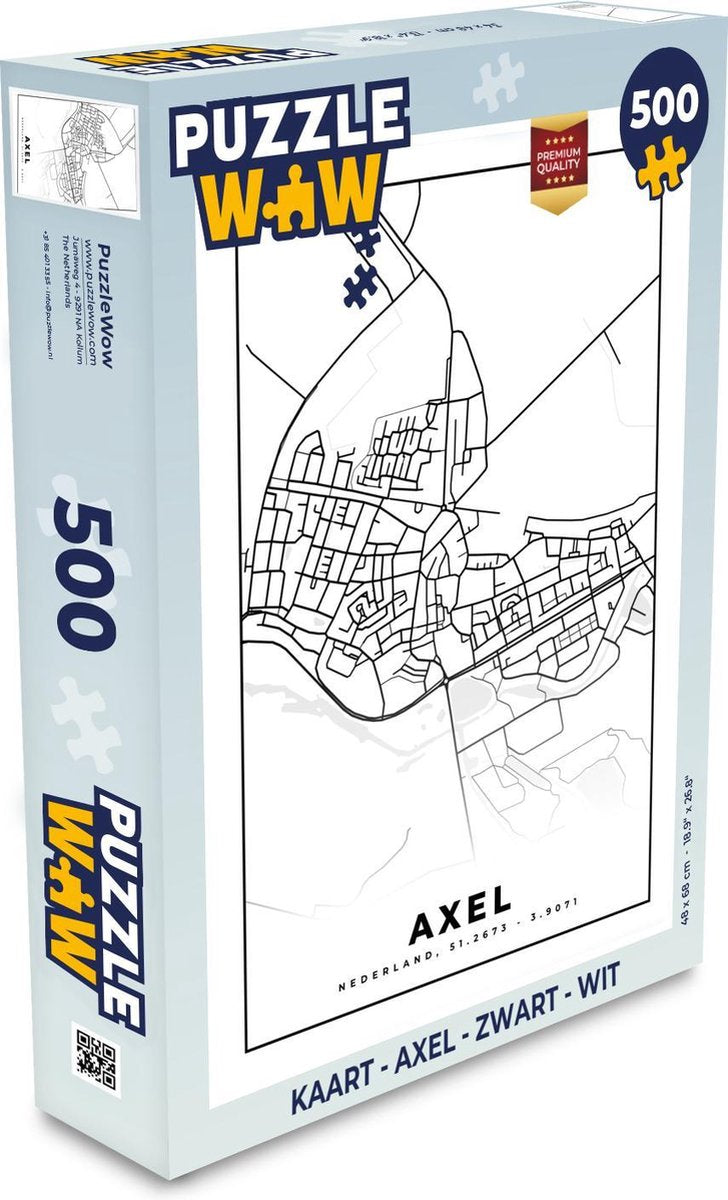Puzzel Kaart - Axel - Zwart - Wit  - Legpuzzel - Puzzel 500 stukjes