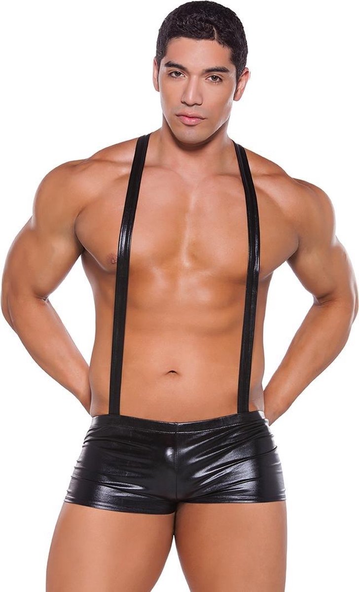 Zeus Wetlook Suspender Shorts - Black - Maat O/S