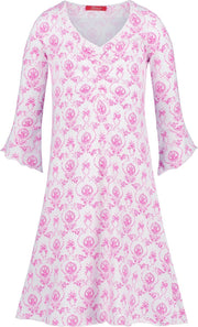 Exclusief Luxueus Kinder nachtkleding Luxe mooi zacht roze Girly Nachthemd van Hanssop met verfijnde rand details en luxe mouw verwerking
