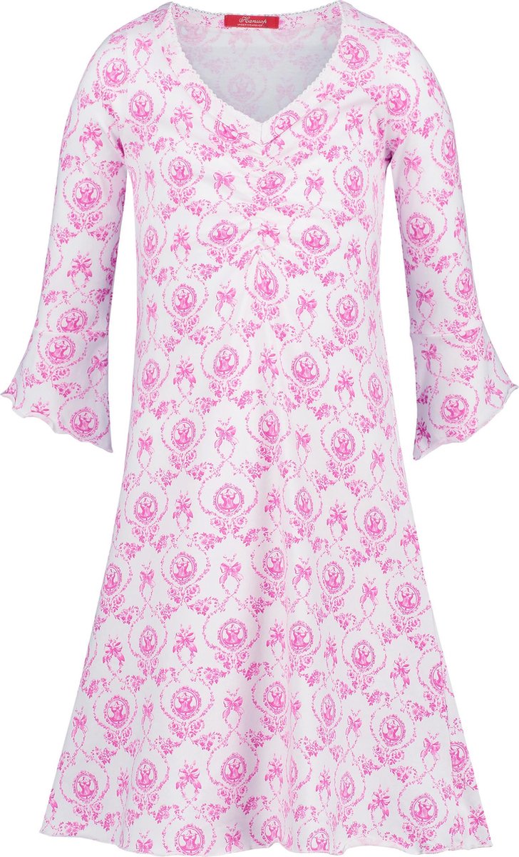 Exclusief Luxueus Kinder nachtkleding Luxe mooi zacht roze Girly Nachthemd van Hanssop met verfijnde rand details en luxe mouw verwerking