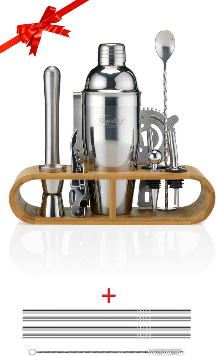 Cocktail Set – 22 delige Cocktailset + Recepten E-book – Luxe Cadeau Man Vrouw Shaker Set – 750ml – Qwality