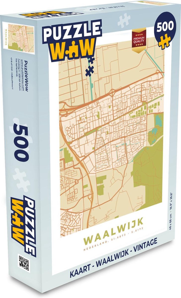 Puzzel Kaart - Waalwijk - Vintage - Legpuzzel - Puzzel 500 stukjes