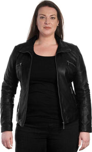 Versano Pino Leren Dames Bikerjack Dames Jas XXL - Zwart