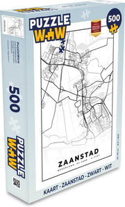 Puzzel Kaart - Zaanstad - Zwart - Wit  - Legpuzzel - Puzzel 500 stukjes
