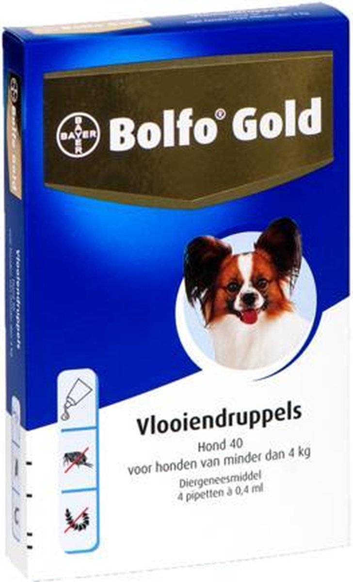Bolfo Gold - Vlooiendruppels voor honden - 4 pipet - Tot 4kg - Vlooienbestrijding druppels