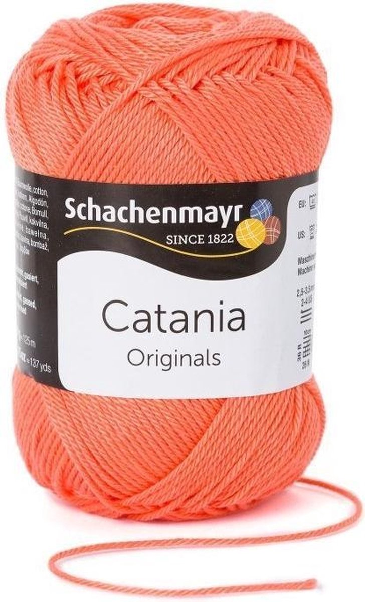 Schachenmayr Catania katoen 410 Koraal. PAK MET 10 BOLLEN a 50 GRAM - naald 3 a 3