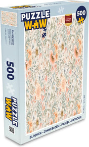 Puzzel Bloemen - Zonnebloem - Pastel - Patroon - Legpuzzel - Puzzel 500 stukjes