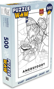 Puzzel Kaart - Amersfoort - Zwart - Wit  - Legpuzzel - Puzzel 500 stukjes