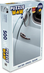 Puzzel Fiat 500 - Spiegel - Blauw - Legpuzzel - Puzzel 500 stukjes