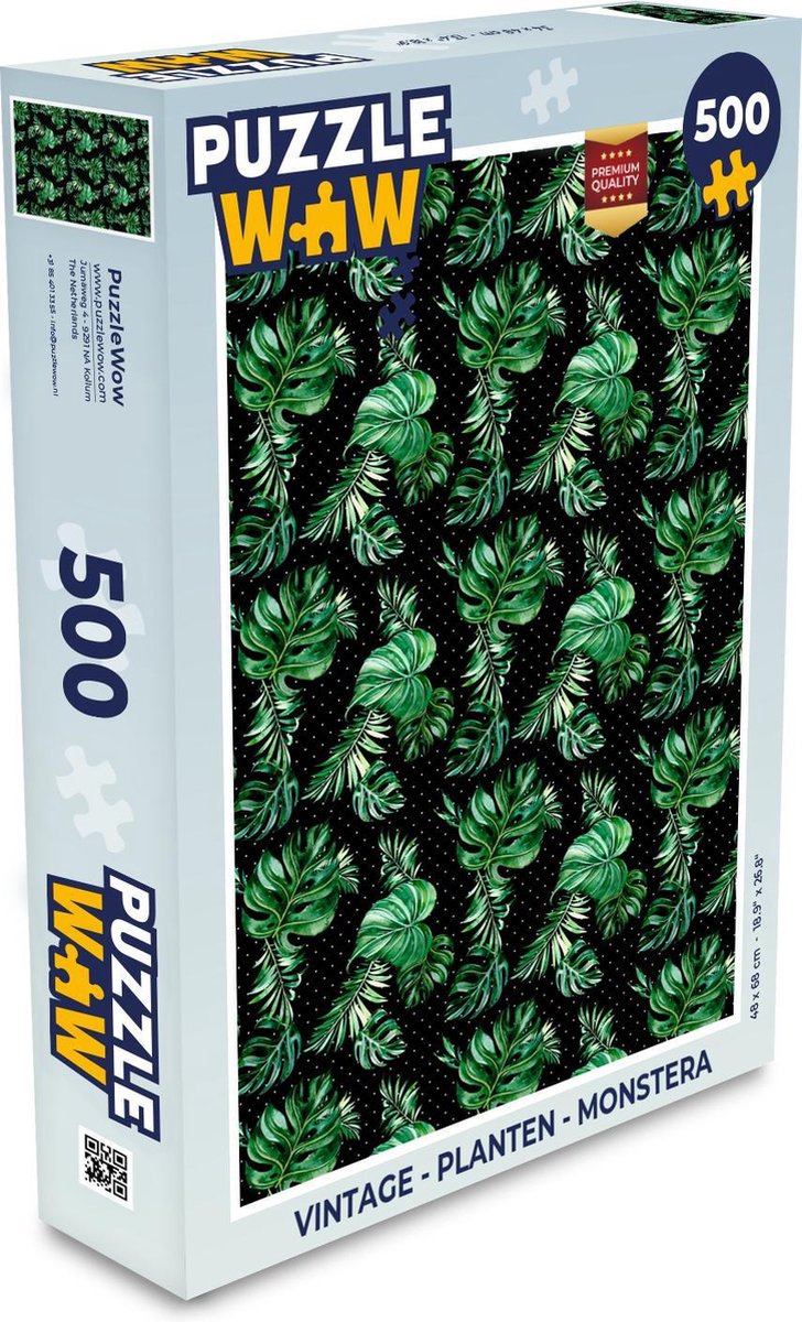 Puzzel Vintage - Planten - Monstera - Legpuzzel - Puzzel 500 stukjes