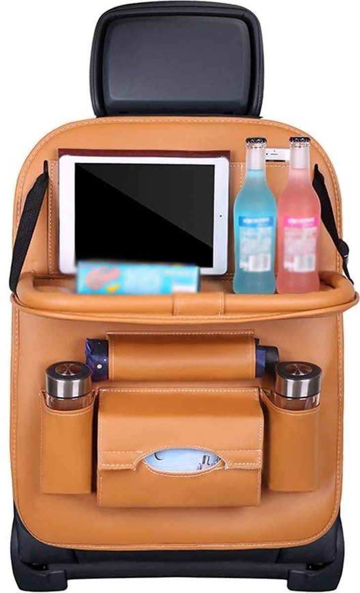 Luxe Auto Organizer met Tablet Houder Autostoel Organiser Achterbank Eettafel Ipad houder voor Kinderen – Bruin