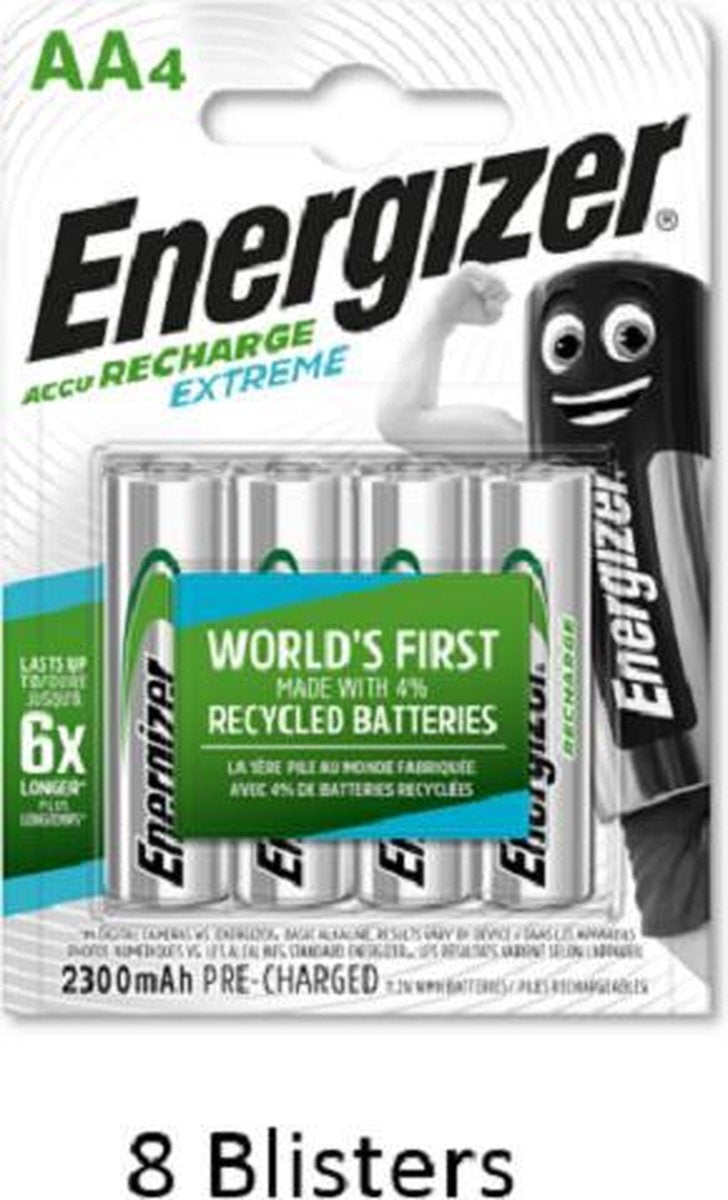 32 stuks (8 blisters a 4 stuks)  Energizer Rechargeable AA 2300 mah Extreme Oplaadbaar