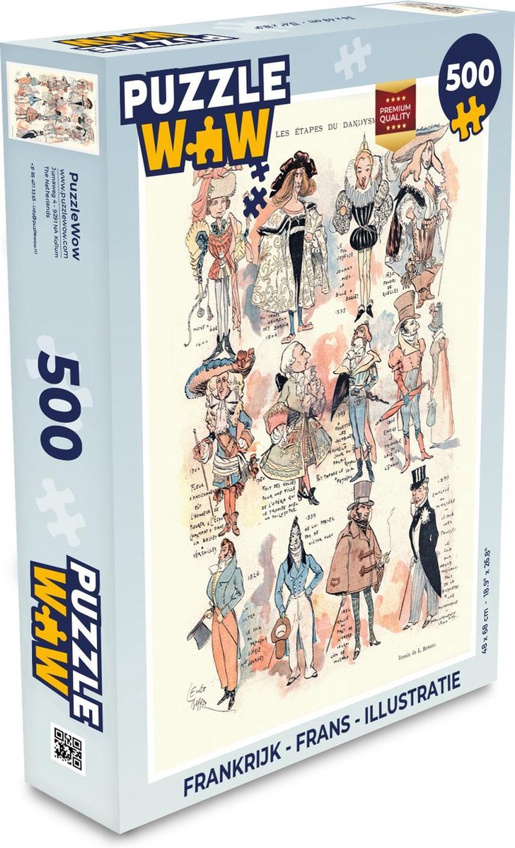Puzzel Frankrijk - Frans - Illustratie - Legpuzzel - Puzzel 500 stukjes