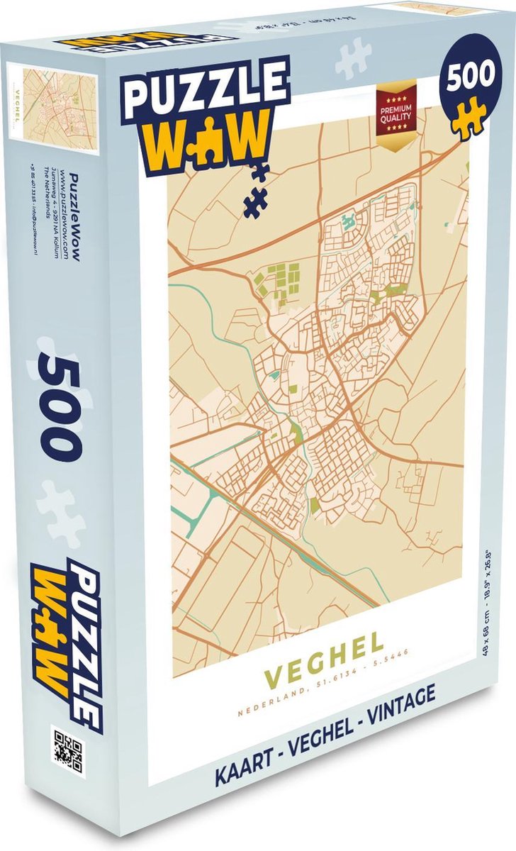 Puzzel Kaart - Veghel - Vintage - Legpuzzel - Puzzel 500 stukjes
