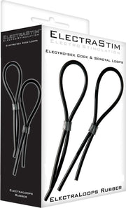 Rubber Adjustable Cock and Scotal Loops - Electric Stim Device - black - Discreet verpakt en bezorgd