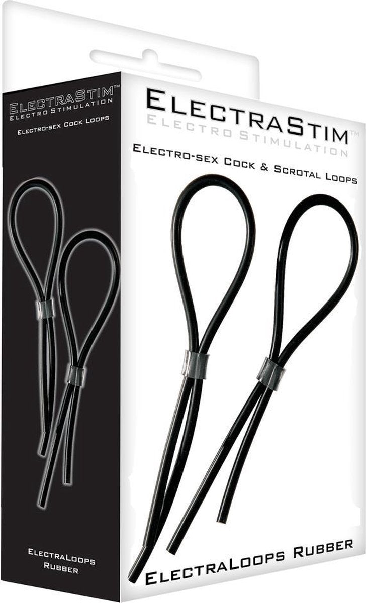 Rubber Adjustable Cock and Scotal Loops - Electric Stim Device - black - Discreet verpakt en bezorgd