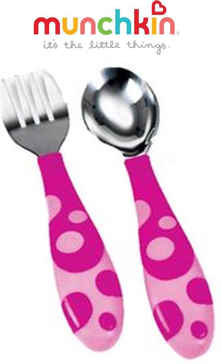 Munchkin Vork en lepel voor peuters - Roze