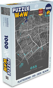 Puzzel Plattegrond - Oss - Grijs - Blauw - Legpuzzel - Puzzel 1000 stukjes volwassenen