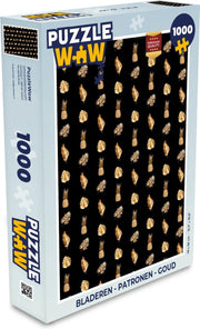 Puzzel - Puzzel 1000 stukjes volwassenen - Bladeren - Patronen - Goud - Legpuzzel
