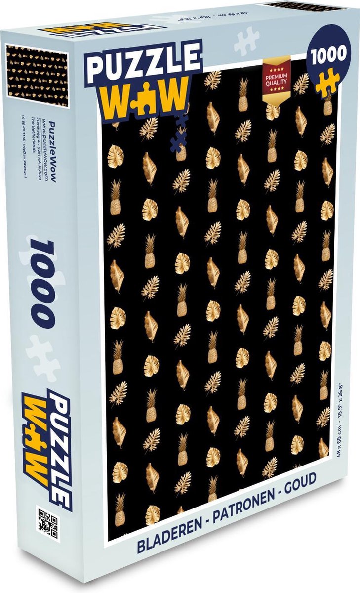Puzzel - Puzzel 1000 stukjes volwassenen - Bladeren - Patronen - Goud - Legpuzzel