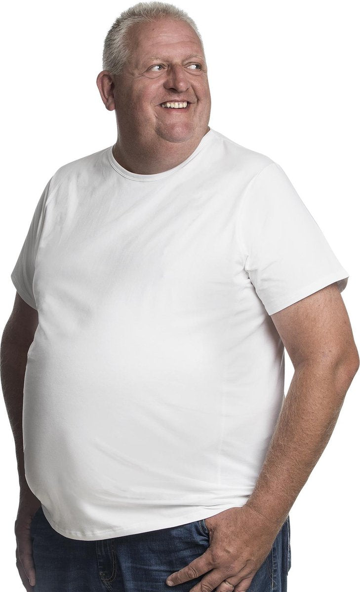 2XL 2pack T-shirt heren ronde hals wit | Grote maten ronde hals T-shirt | Buikmaat 120 -128 cm buikomvang | XXL