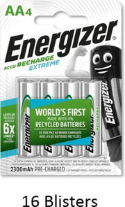 64 stuks (16 blisters a 4 stuks)Energizer Rechargeable AA 2300 mah Extreme Oplaadbaar