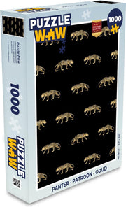 Puzzel - Puzzel 1000 stukjes volwassenen - Panter - Patroon - Goud - Legpuzzel