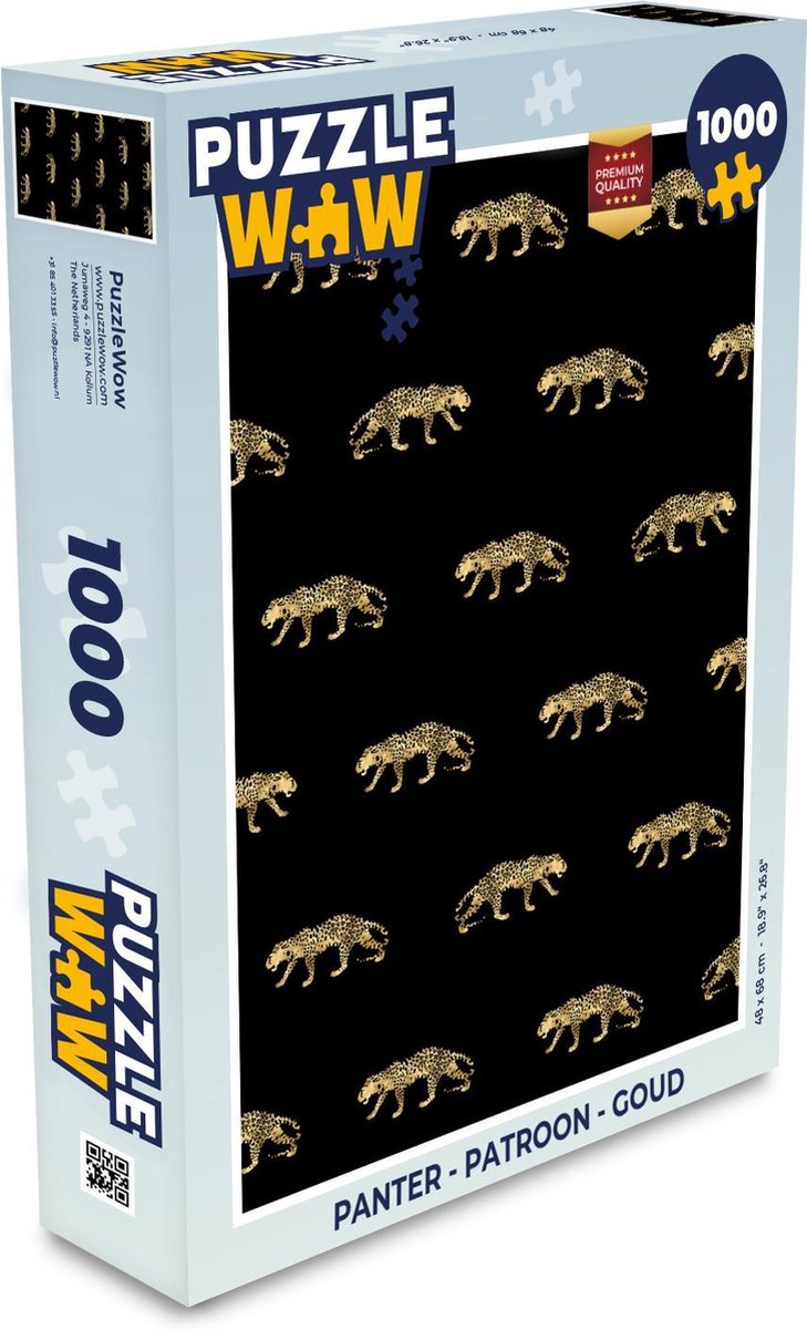 Puzzel - Puzzel 1000 stukjes volwassenen - Panter - Patroon - Goud - Legpuzzel