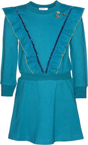 Mim-pi Meisjes Jurk - Blauw - Maat 104