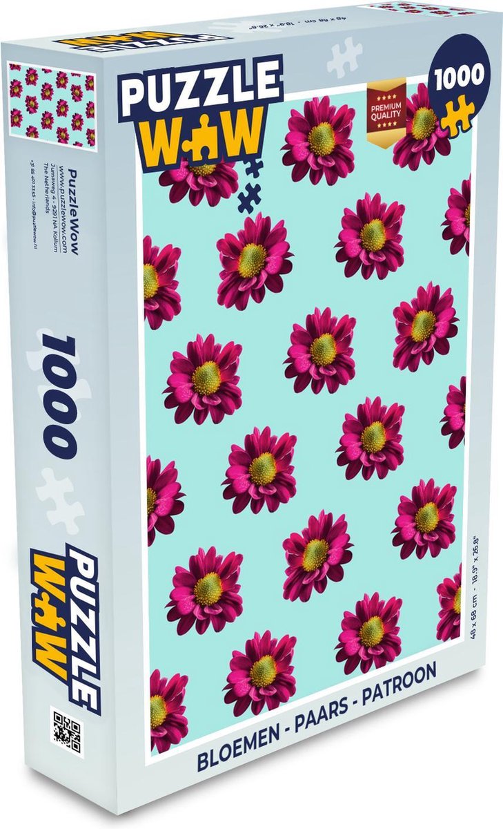 Puzzel - Puzzel 1000 stukjes volwassenen - Bloemen - Paars - Patroon - Legpuzzel
