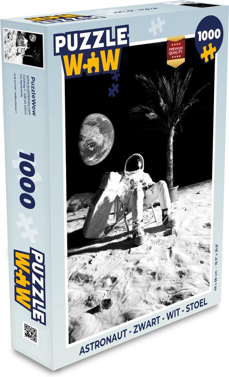 Puzzel Astronaut - Zwart - Wit - Stoel - Legpuzzel - Puzzel 1000 stukjes volwassenen