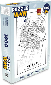 Puzzel Kaart - Heiloo - Zwart - Wit - Legpuzzel - Puzzel 1000 stukjes volwassenen
