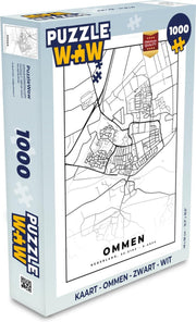 Puzzel Kaart - Ommen - Zwart - Wit - Legpuzzel - Puzzel 1000 stukjes volwassenen