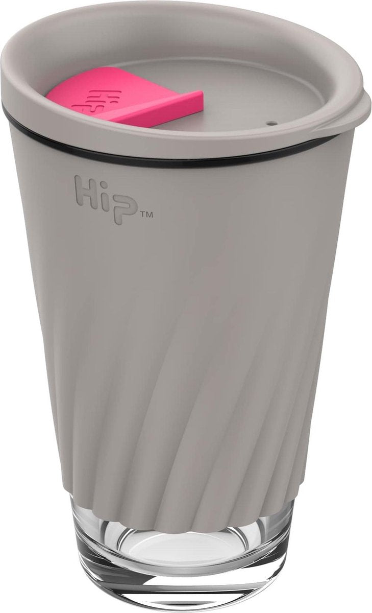 HIP Drinkbeker - Polypropyleen/Siliconen/Glas - 355 ml - Beige/Roze