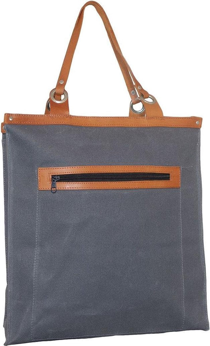 Piace Molto - Handtas - Schoudertas -  Strandtas - Canvas - Shopper - Boodschappentas  Grijs