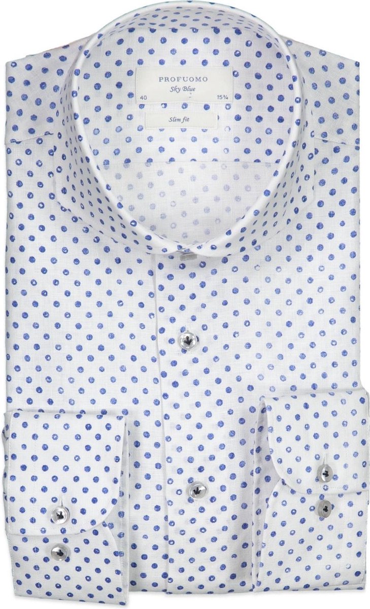 Profuomo   Overhemd Wit Getailleerd - Maat UK15-EU38 - Heren - Lente/Zomer Collectie - Linnen