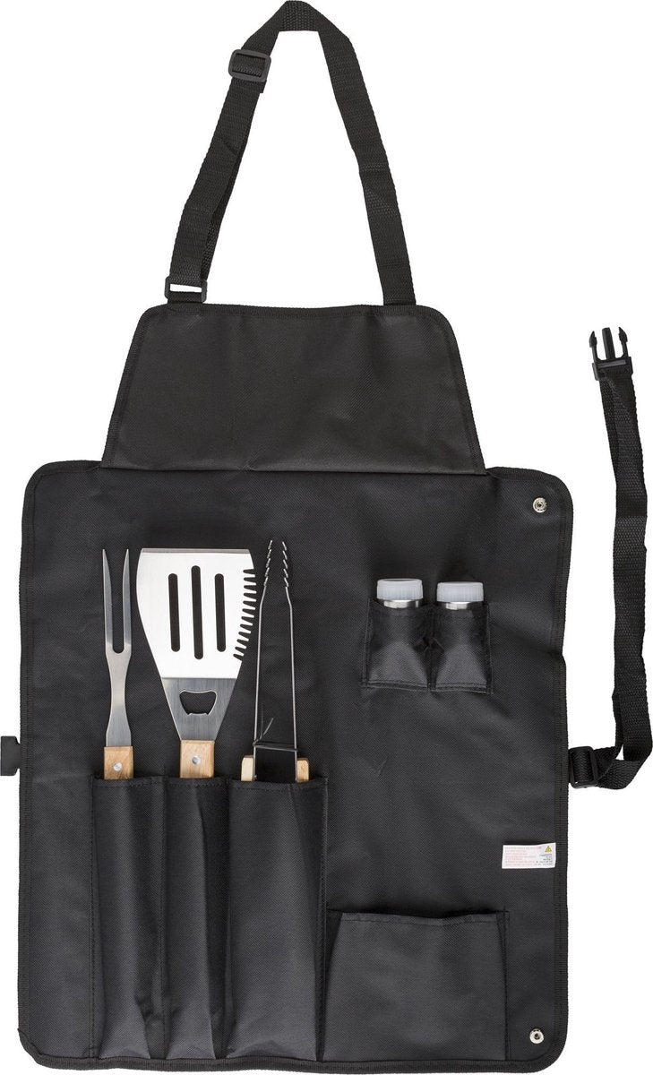 Lupine - Barbecuegereedschapset - Hout/RVS - 6 delig - Met  Schort