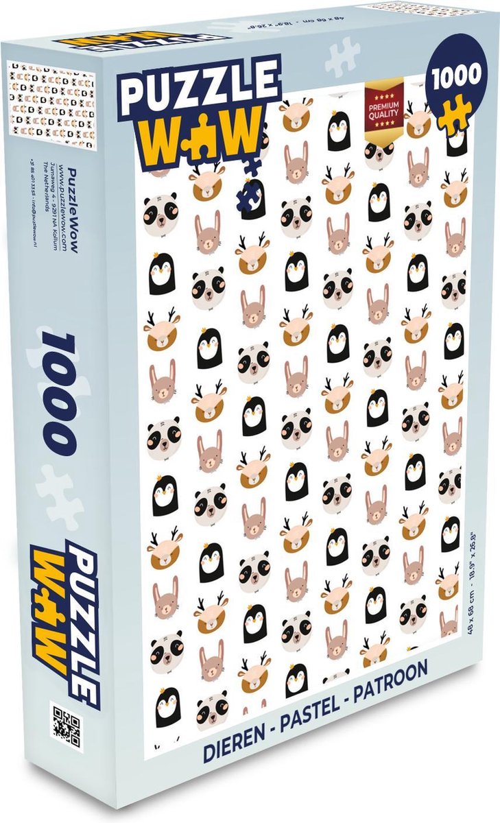 Puzzel - Puzzel 1000 stukjes volwassenen - Dieren - Pastel - Patroon - Legpuzzel