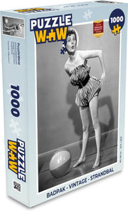 Puzzel Badpak - Vintage - Strandbal - Legpuzzel - Puzzel 1000 stukjes volwassenen