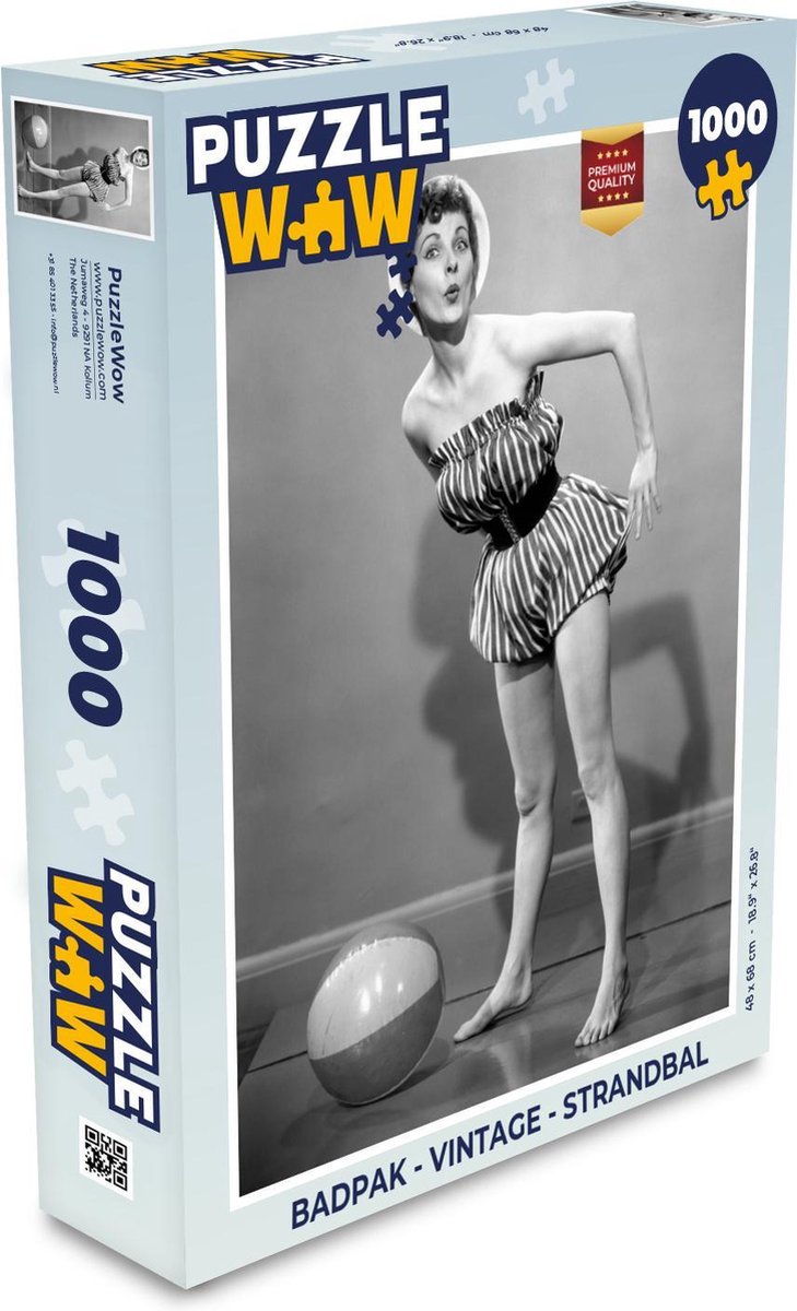 Puzzel Badpak - Vintage - Strandbal - Legpuzzel - Puzzel 1000 stukjes volwassenen