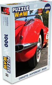 Puzzel Corvette - Achterkant - Rood - Legpuzzel - Puzzel 1000 stukjes volwassenen