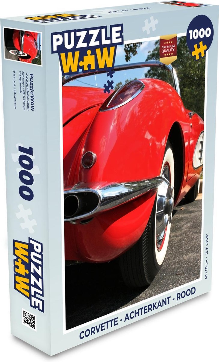 Puzzel Corvette - Achterkant - Rood - Legpuzzel - Puzzel 1000 stukjes volwassenen