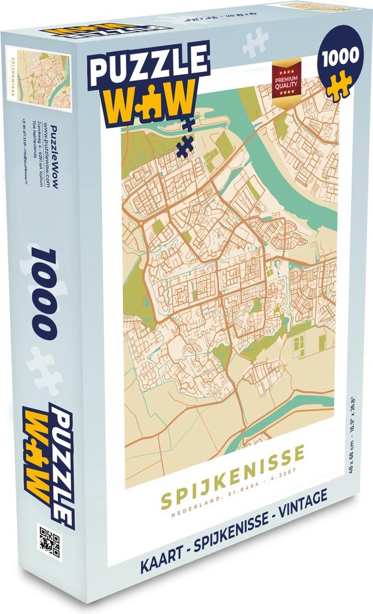 Puzzel Kaart - Spijkenisse - Vintage - Legpuzzel - Puzzel 1000 stukjes volwassenen