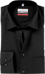 MARVELIS Comfort Fit overhemd - zwart - Strijkvrij - Boordmaat: 50